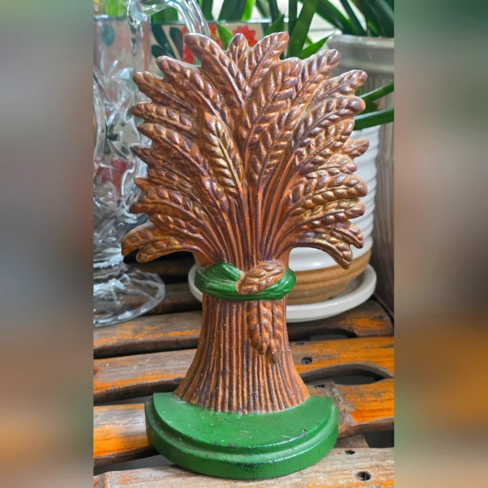 Vintage Wheat Cadt Iron Doorstop 8.25